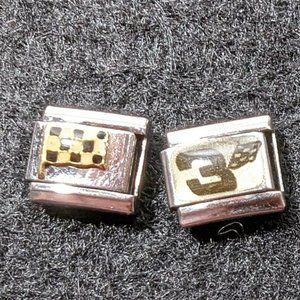 Lot of 2 18k Stock Car Racing Charms For DynaFlex Italian Charm Stretch Bracelet